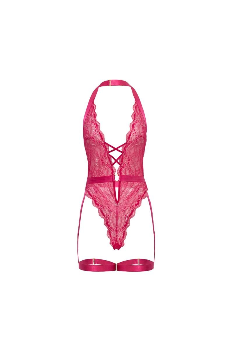 Fuchsiové body s podvazky Kahlia