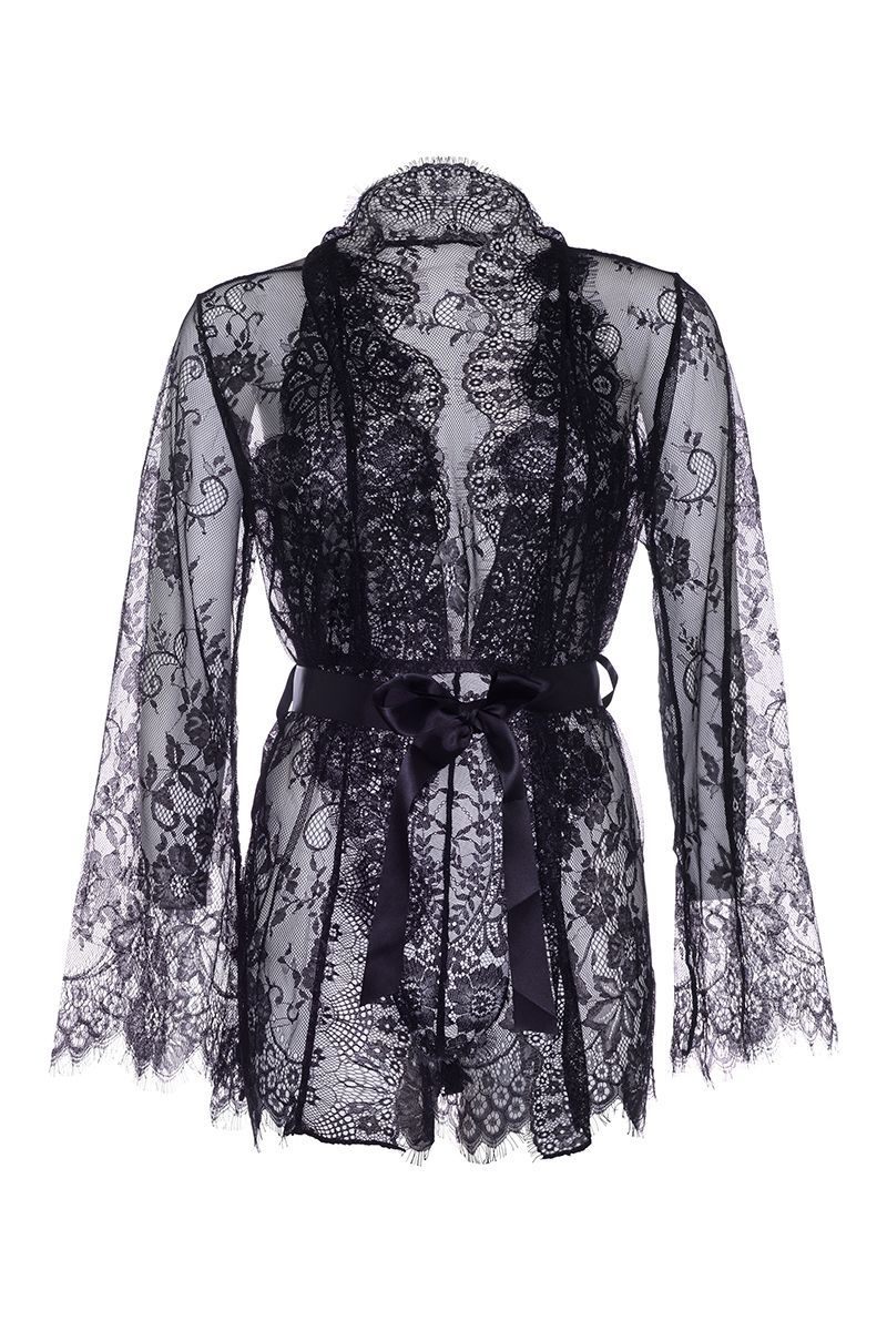 Černý sexy set body + župan 86112