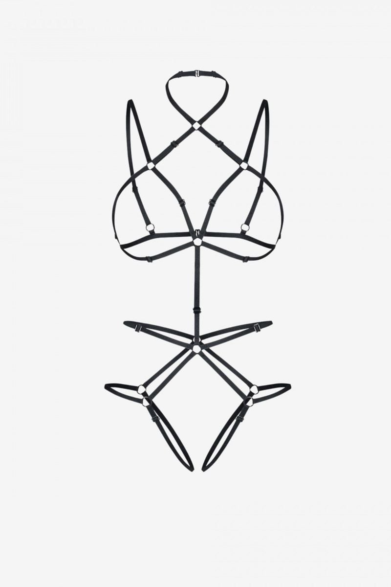 Černé body harness ramínka Angela