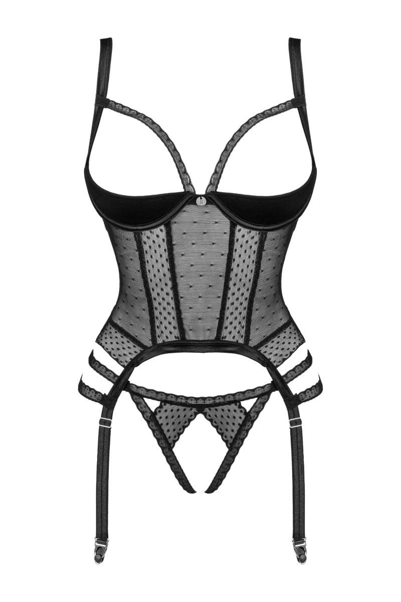 Černý open-bra korzet Lanelia
