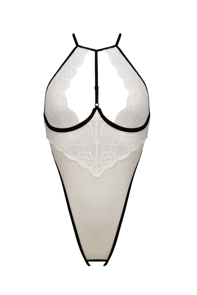 Černo-smetanové open-crotch body Chika