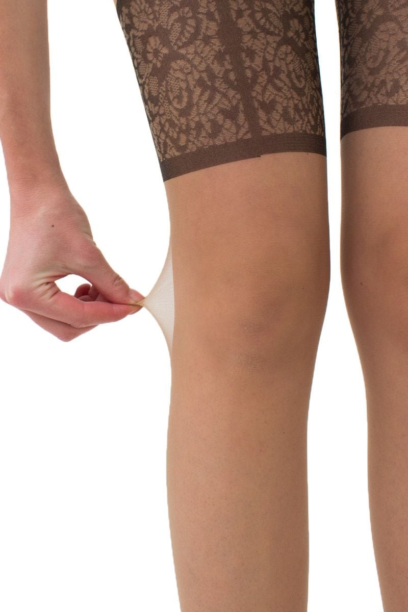 Béžové vzorované crotchless punčochy Intimo Noir 20DEN