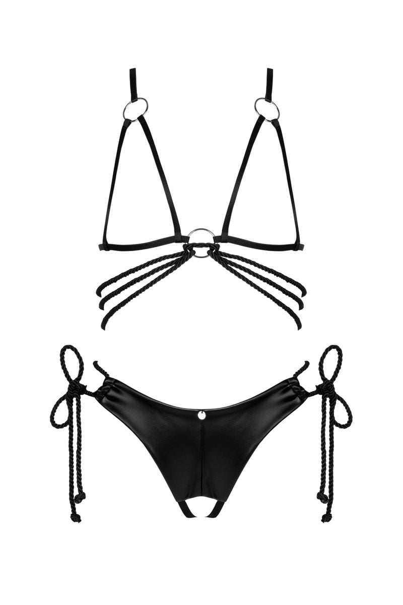 Černý dvoudílný open-bra set Cordellis