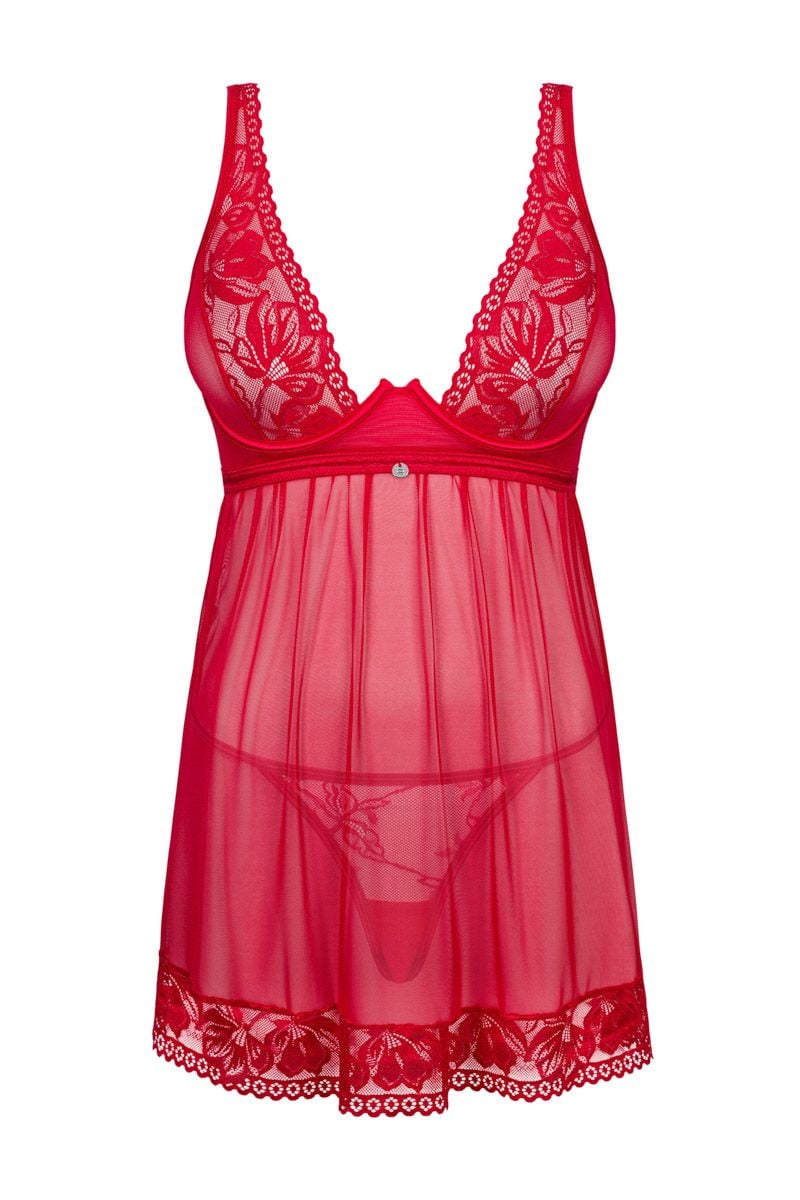 Červená babydoll košilka Lacelove