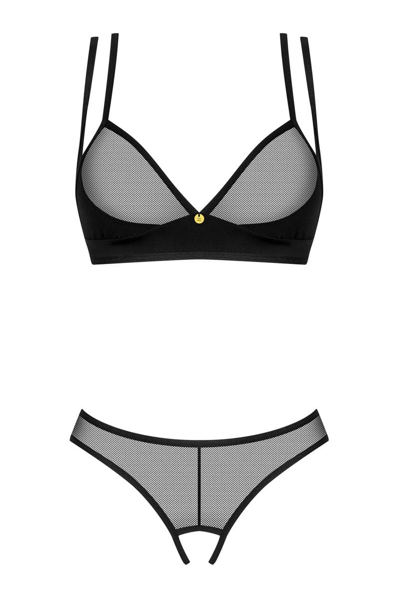 Černý crotchless set Nesari