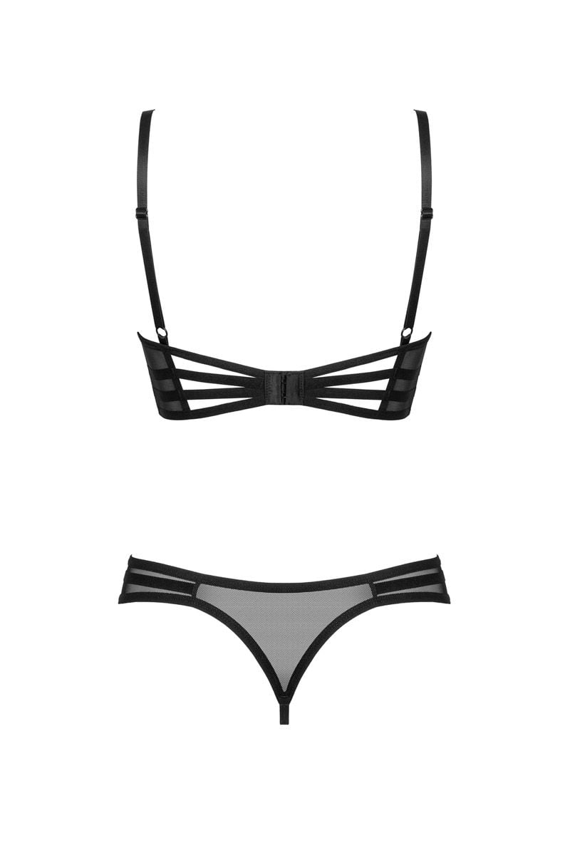 Černý dvoudílný open-bra set Roxelia