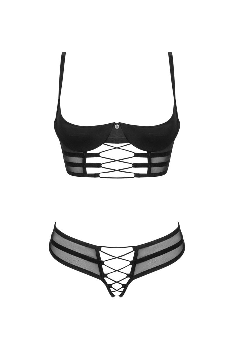 Černý dvoudílný open-bra set Roxelia