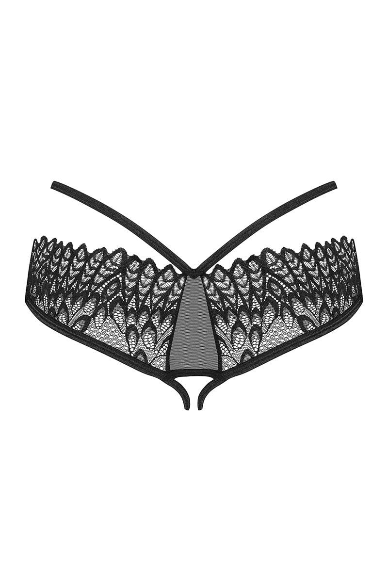Černé crotchless kalhotky s krajkou Donarella