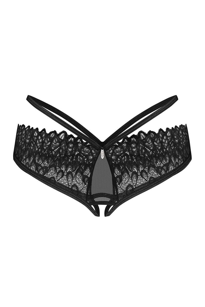 Černé crotchless kalhotky s krajkou Donarella