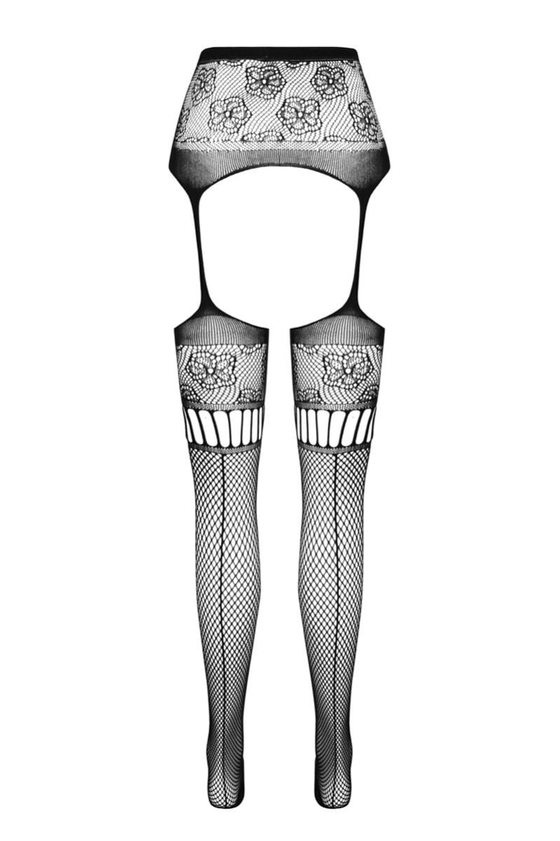 Černé open-crotch punčochy S030
